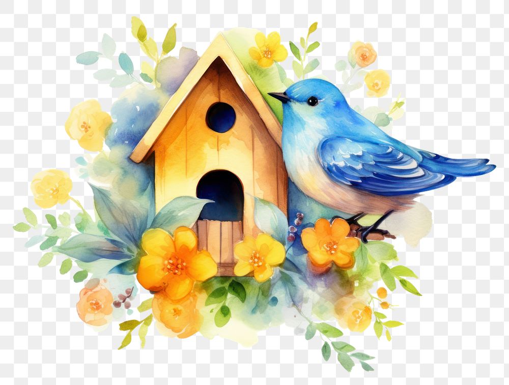 PNG Animal bird creativity birdhouse. AI generated Image by rawpixel.