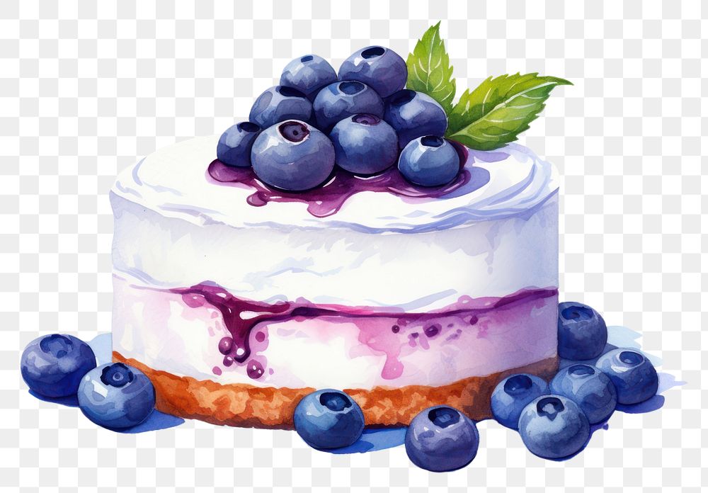 PNG Blueberry cake cheesecake dessert. AI generated Image by rawpixel.