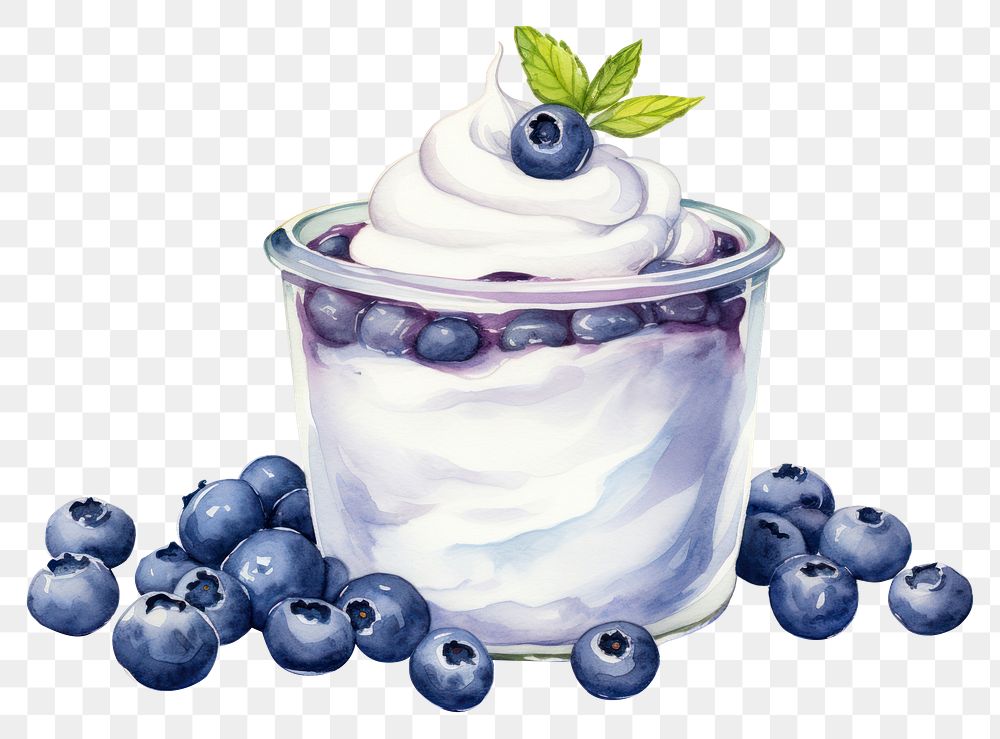 PNG  Blueberry dessert fruit cream. AI generated Image by rawpixel.