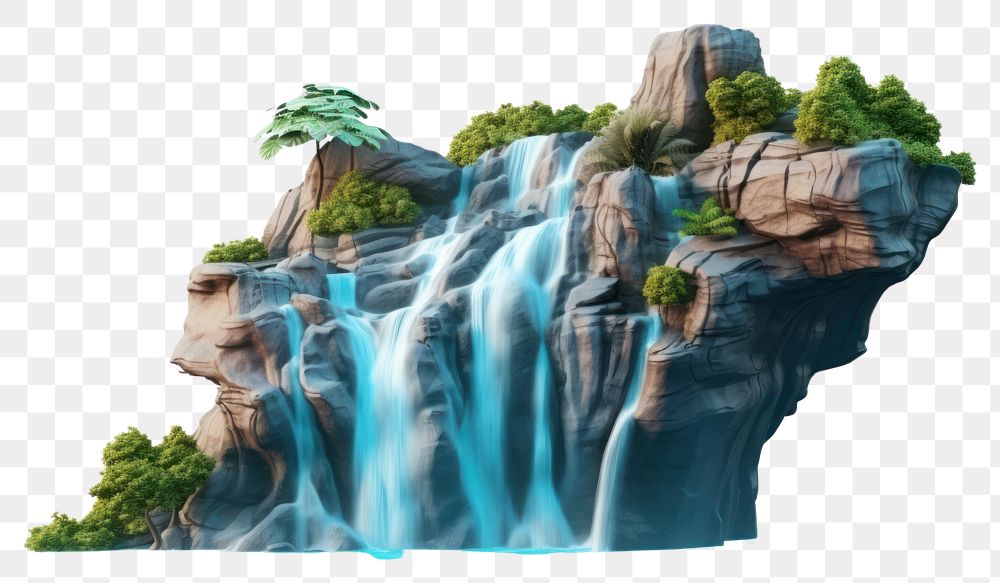 PNG Waterfall landscape outdoors nature. AI generated Image by rawpixel.