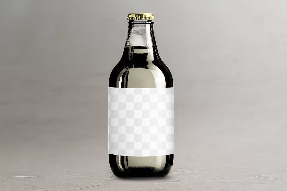 Soda bottle label png mockup, transparent design