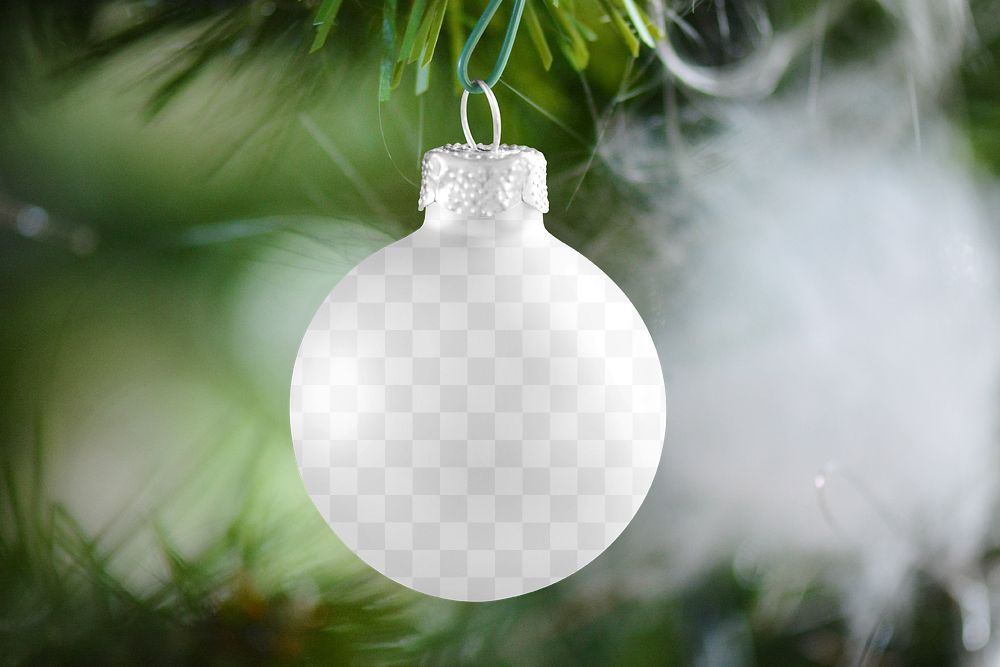 Christmas bauble mockup, festive decor, transparent design