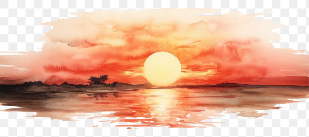 PNG Sunset painting outdoors nature. AI generated Image by rawpixel.