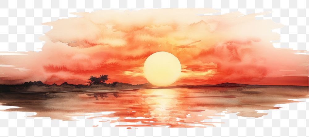 PNG Sunset painting outdoors nature. 