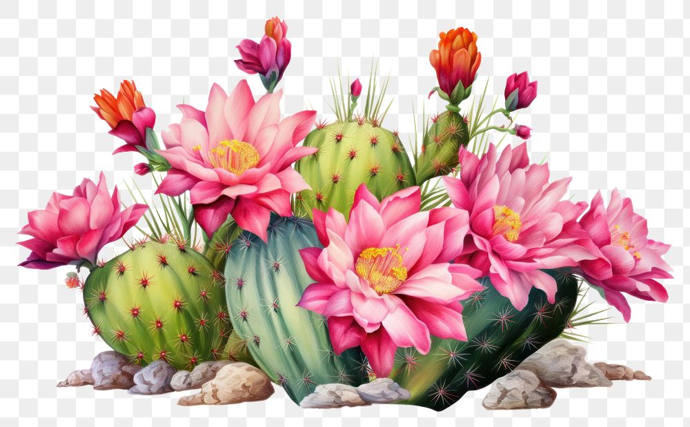 PNG Cactus flower plant white background. AI generated Image by rawpixel.