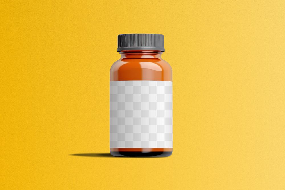 Supplement bottle label png mockup, transparent design