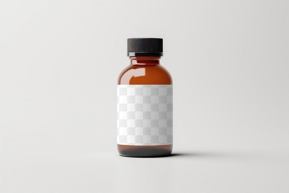 Supplement bottle label png mockup, transparent design