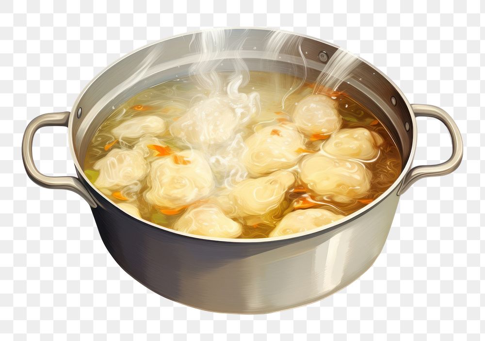 PNG Boiling dumpling cooking dish. 