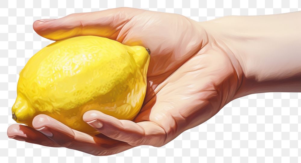 PNG Lemon hand fruit plant transparent background