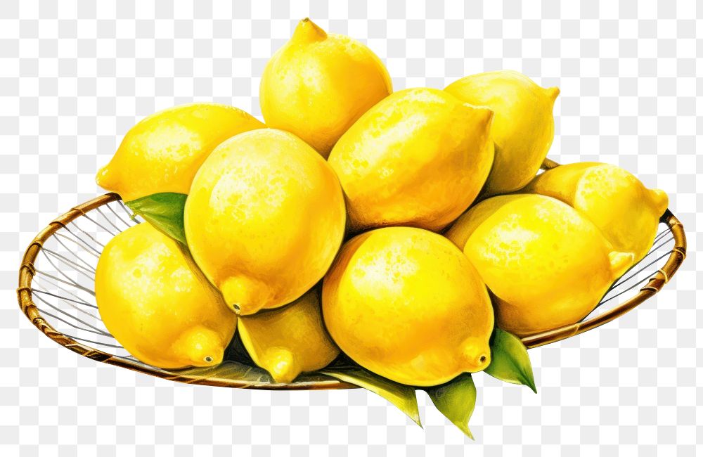 PNG Lemon food fruit plate. AI generated Image by rawpixel.