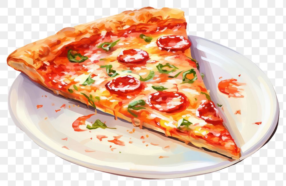 PNG Pizza plate slice food. AI generated Image by rawpixel.