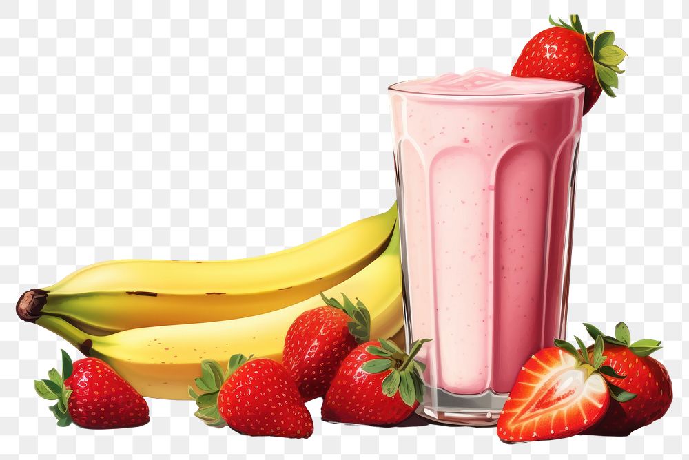 PNG Strawberry milkshake smoothie banana. AI generated Image by rawpixel.