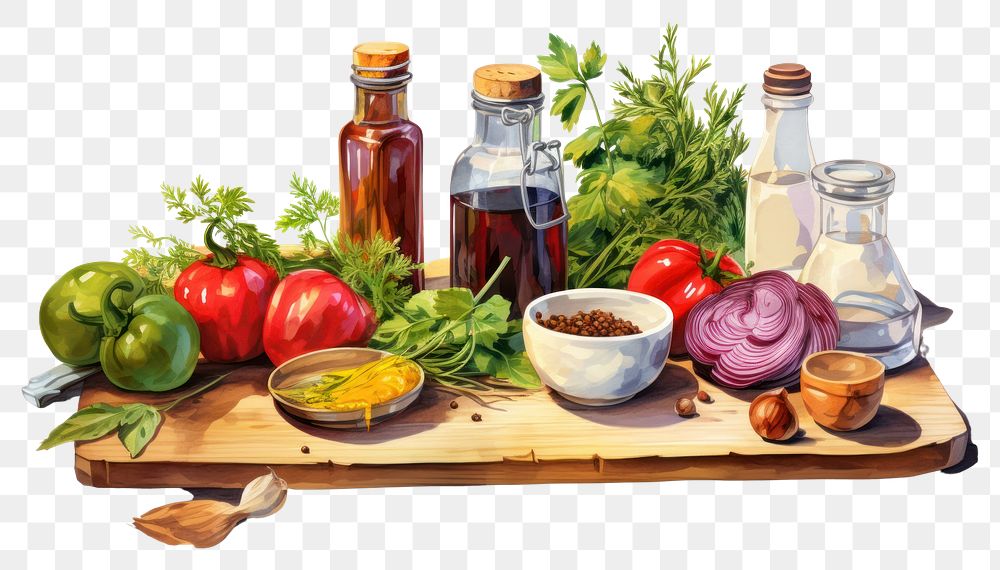 PNG Food ingredient painting table. AI generated Image by rawpixel.