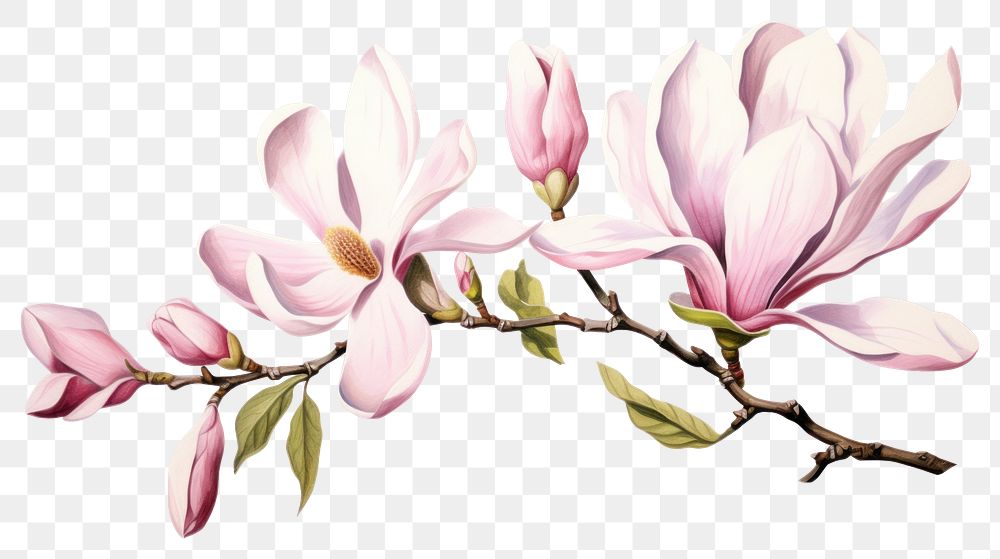 PNG Flower magnolia blossom plant. AI generated Image by rawpixel.