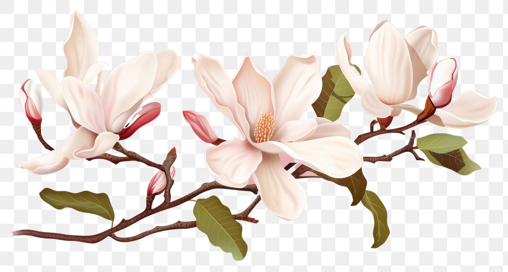PNG Magnolia blossom flower petal. AI generated Image by rawpixel.