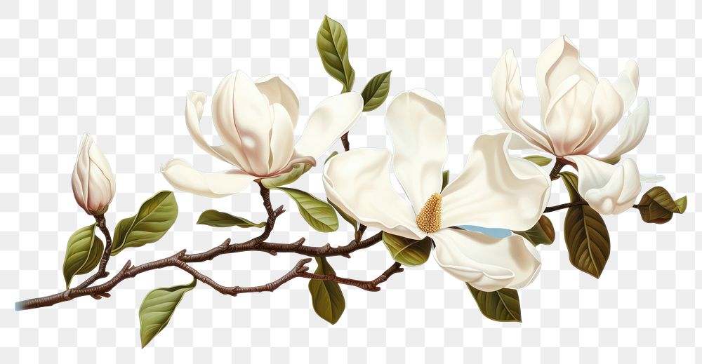 PNG Magnolia blossom flower plant. AI generated Image by rawpixel.