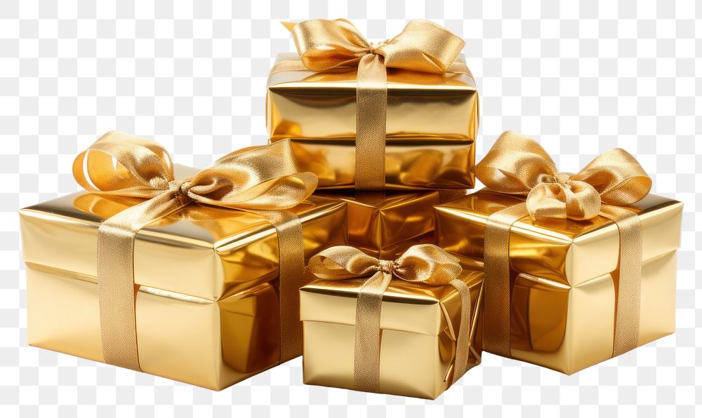 PNG Gift gold box transparent background. AI generated Image by rawpixel.