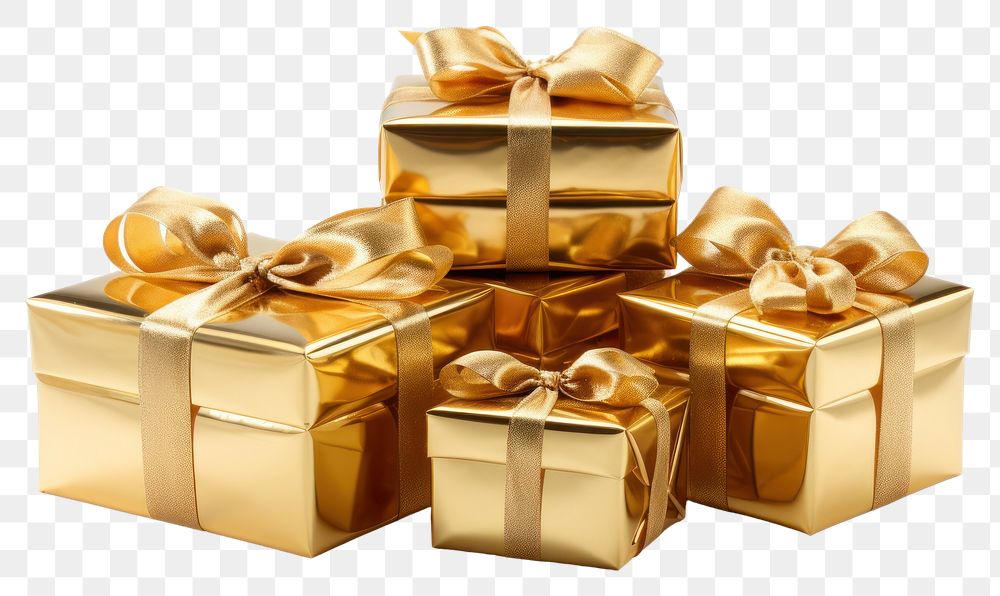 PNG Gift gold box transparent background. 