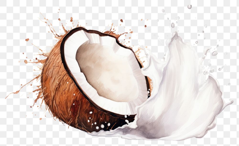 PNG  Coconut splattered freshness splashing. AI generated Image by rawpixel.