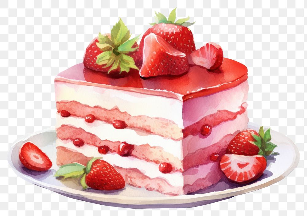 PNG Strawberry cream cake dessert. AI generated Image by rawpixel.