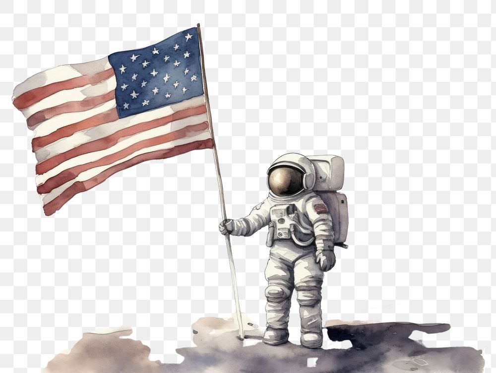 PNG Flag astronaut standing american flag. AI generated Image by rawpixel.