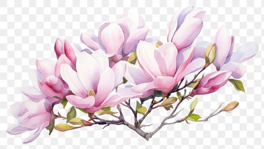 PNG Flower magnolia blossom plant. AI generated Image by rawpixel.