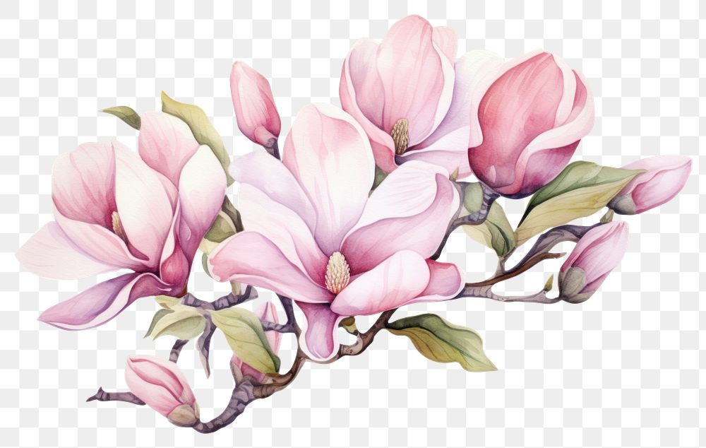 PNG Flower magnolia blossom drawing. AI generated Image by rawpixel.