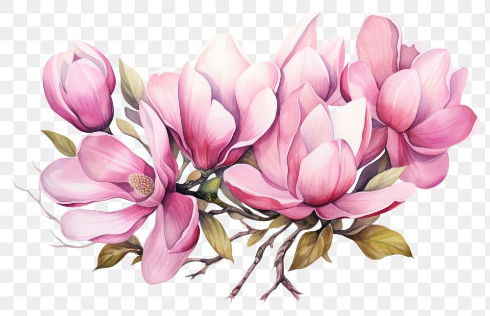 PNG Flower magnolia blossom drawing. AI generated Image by rawpixel.