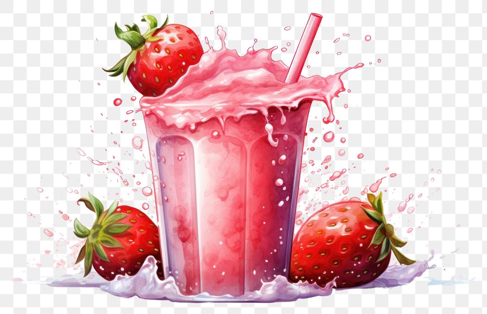 PNG Strawberry smoothie fruit drink. AI generated Image by rawpixel.