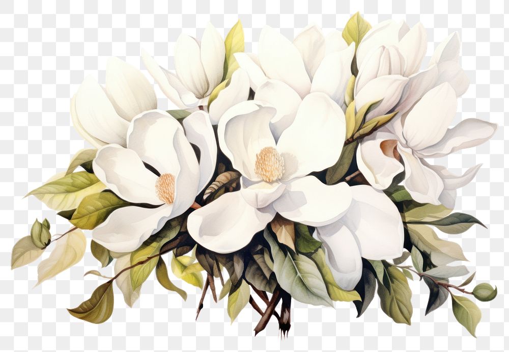 PNG Flower magnolia plant petal. AI generated Image by rawpixel.