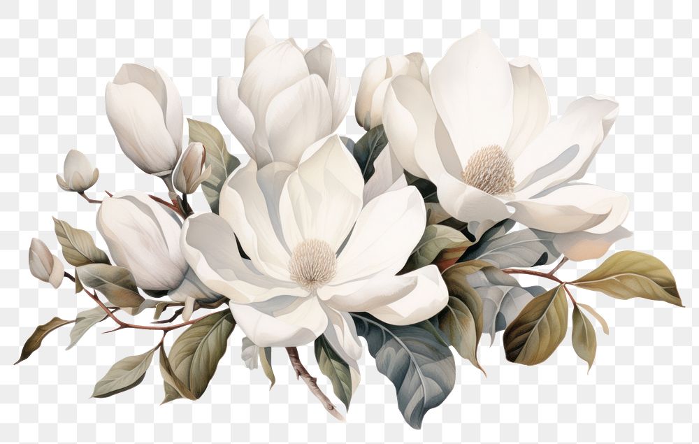 PNG Flower magnolia blossom plant. AI generated Image by rawpixel.