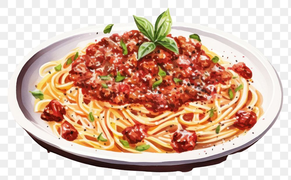 PNG Spaghetti pasta plate food. AI generated Image by rawpixel.