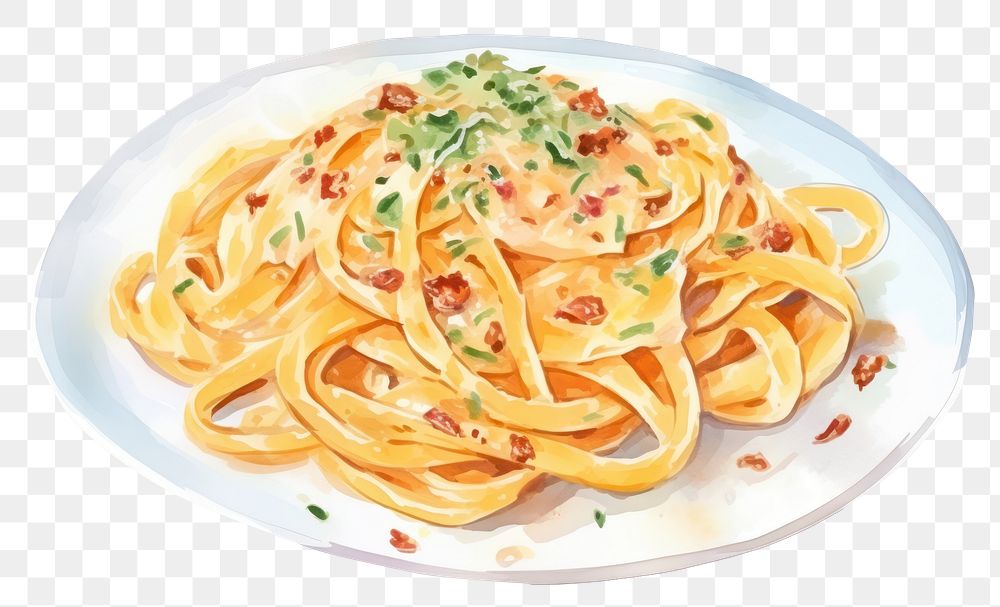 PNG Spaghetti carbonara noodle pasta. AI generated Image by rawpixel.
