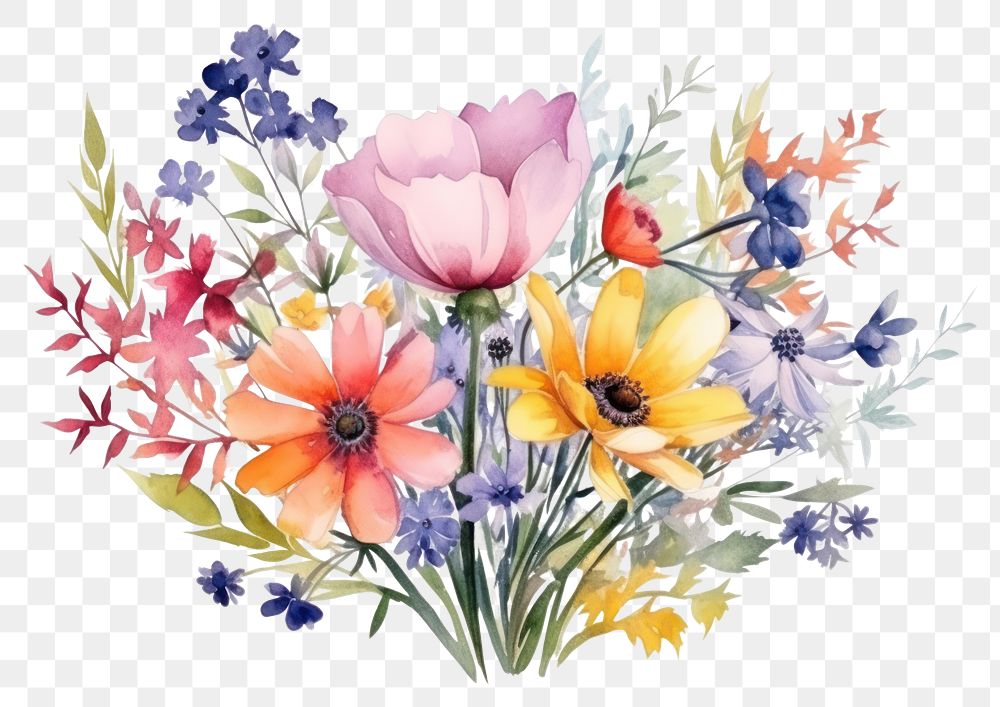 PNG Flower painting pattern plant