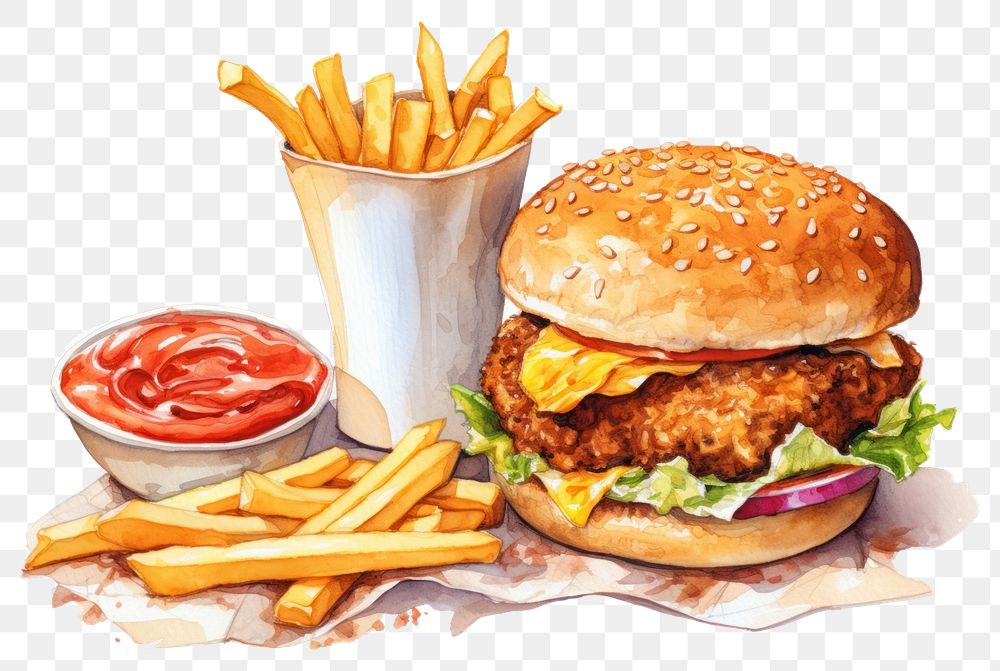 PNG Food ketchup hamburger fast food. AI generated Image by rawpixel.