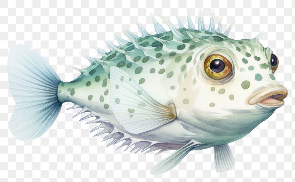 PNG Animal puffer fish white background. AI generated Image by rawpixel.