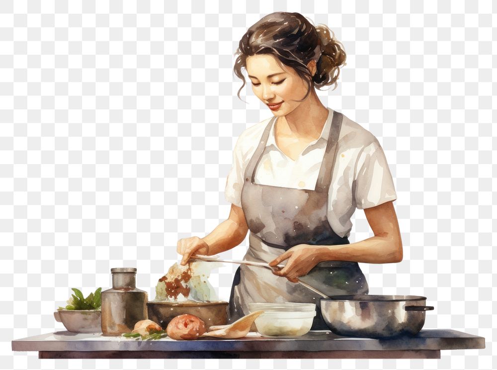 PNG Cooking adult woman chef. AI generated Image by rawpixel.