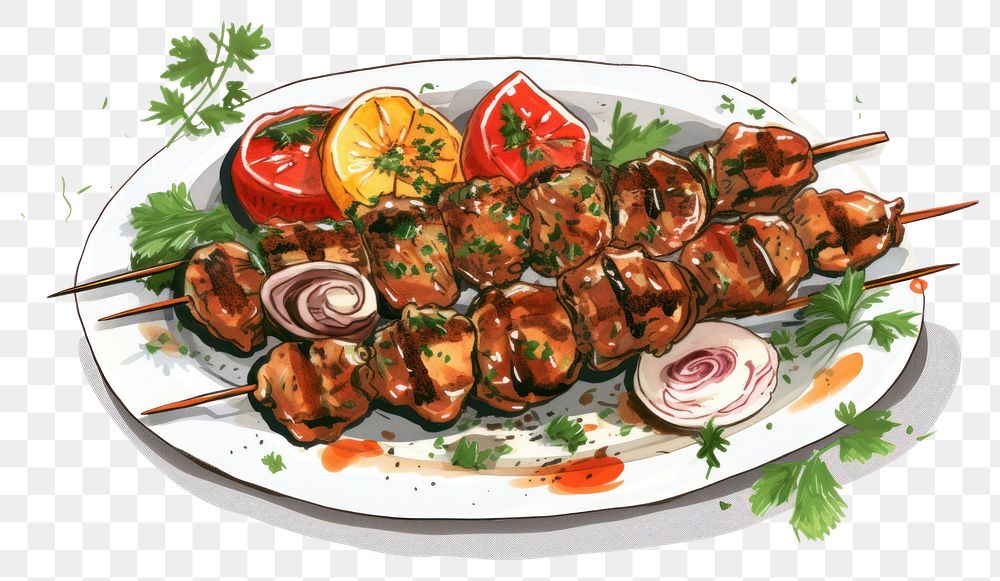 PNG Grilling plate food meat. AI generated Image by rawpixel.