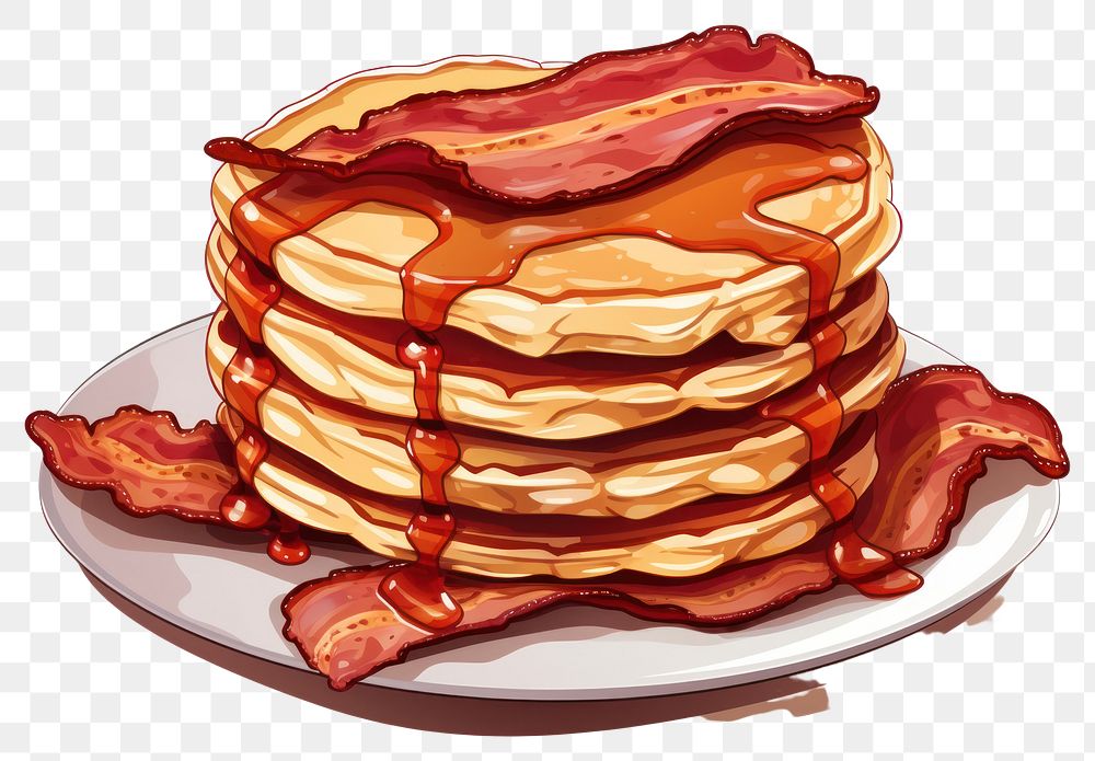 PNG Pancake dessert bacon food. AI generated Image by rawpixel.