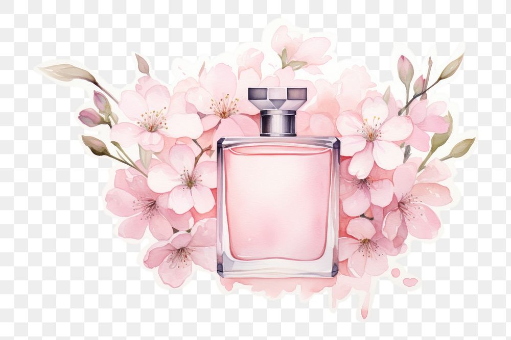 PNG Cosmetics perfume flower bottle. AI generated Image by rawpixel.