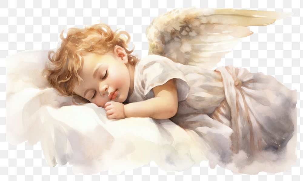 PNG Angel baby sleeping spirituality. AI generated Image by rawpixel.