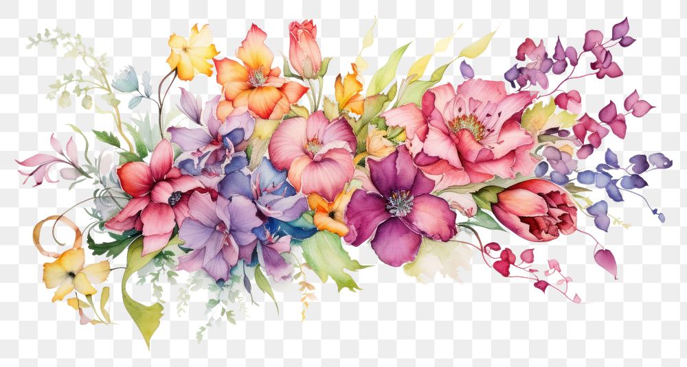 PNG Flower painting pattern plant