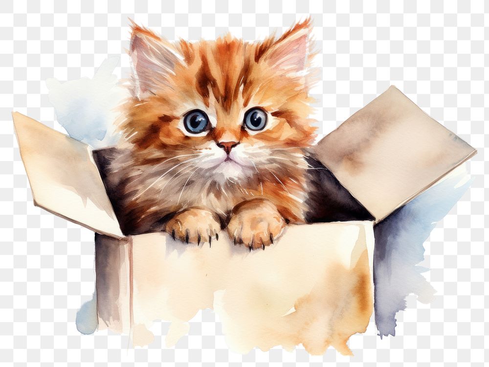 PNG Box mammal animal kitten. AI generated Image by rawpixel.