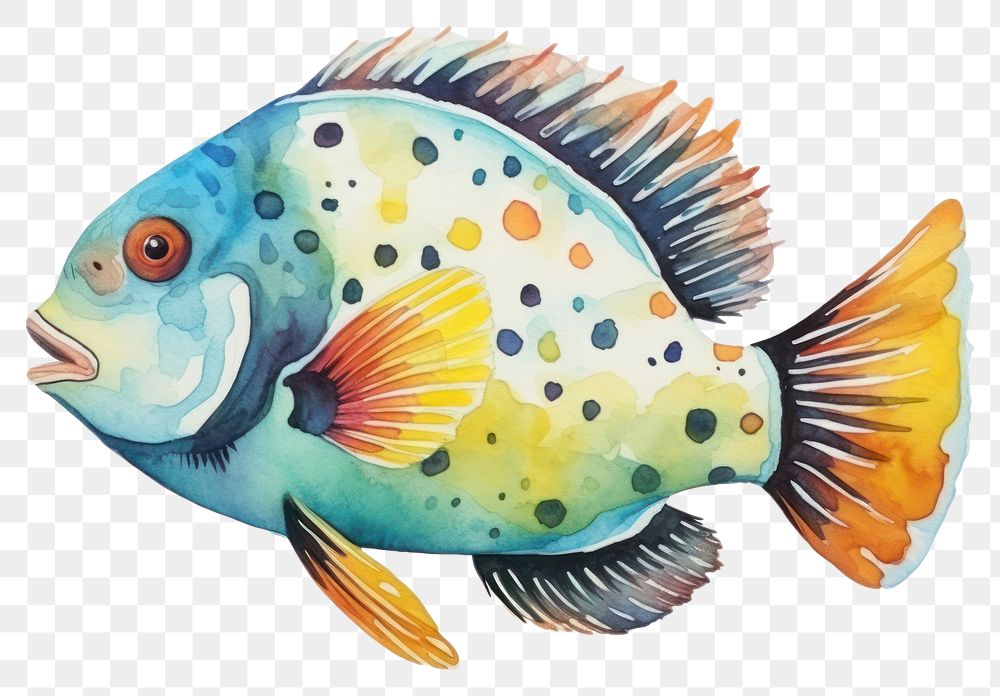 PNG Fish animal white background pomacanthidae. AI generated Image by rawpixel.
