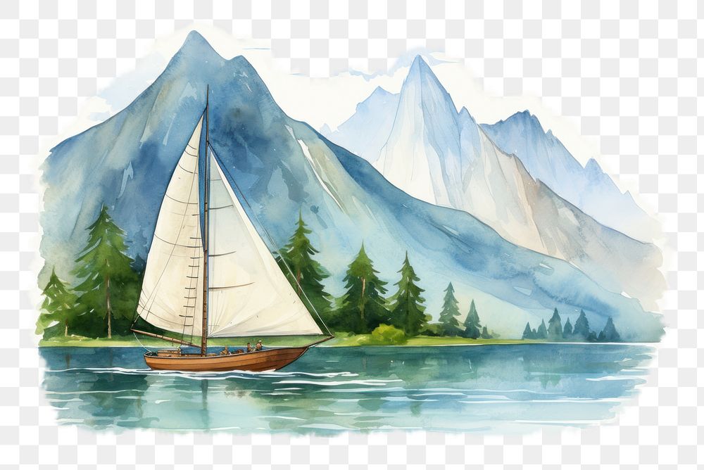 PNG Landscape sailboat painting outdoors. AI generated Image by rawpixel.