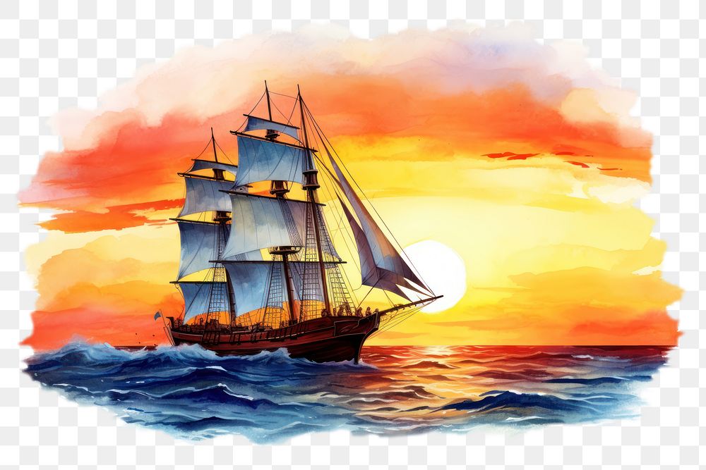 PNG Sailboat painting outdoors vehicle. AI generated Image by rawpixel.