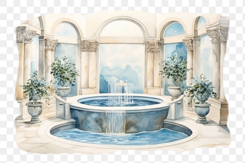 PNG Architecture fountain jacuzzi water. AI generated Image by rawpixel.