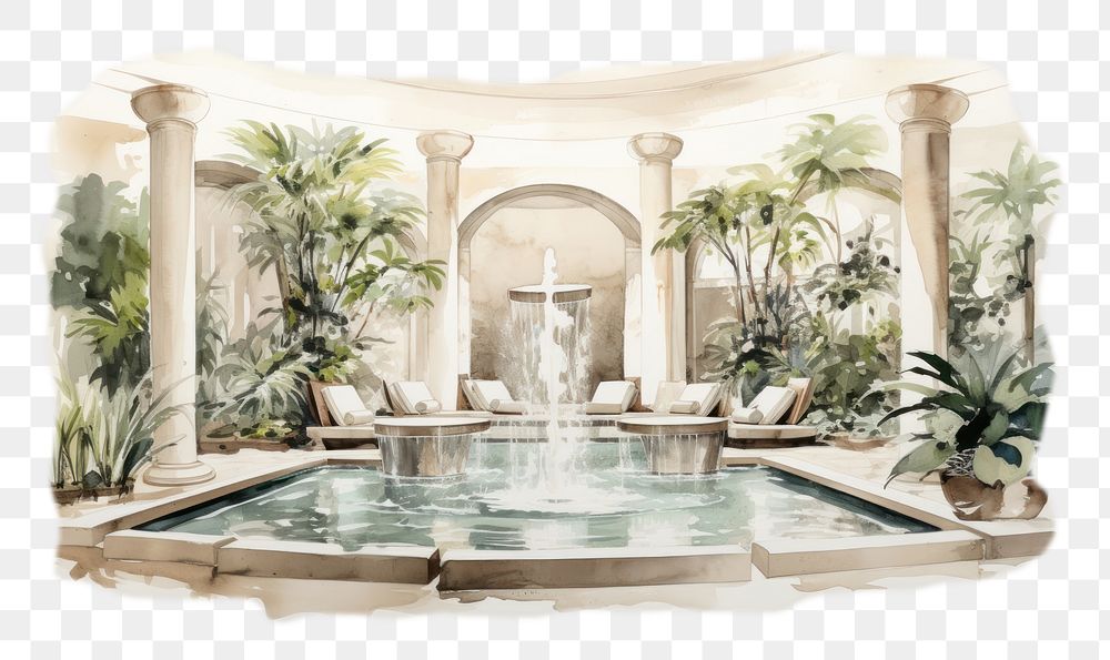 PNG Architecture jacuzzi villa plant. AI generated Image by rawpixel.