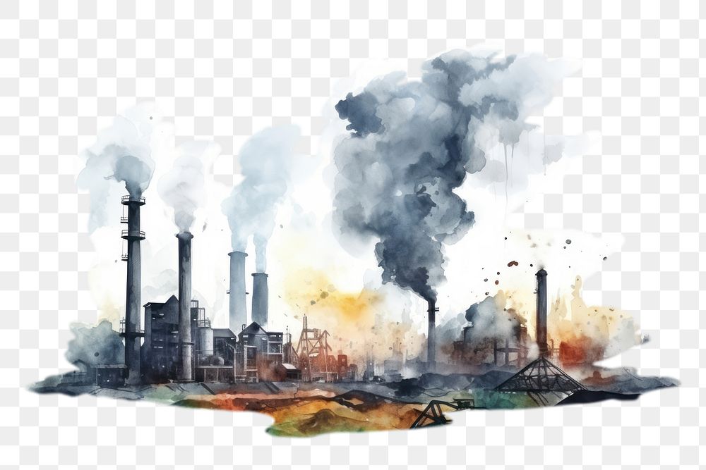PNG Architecture pollution factory smoke. AI generated Image by rawpixel.