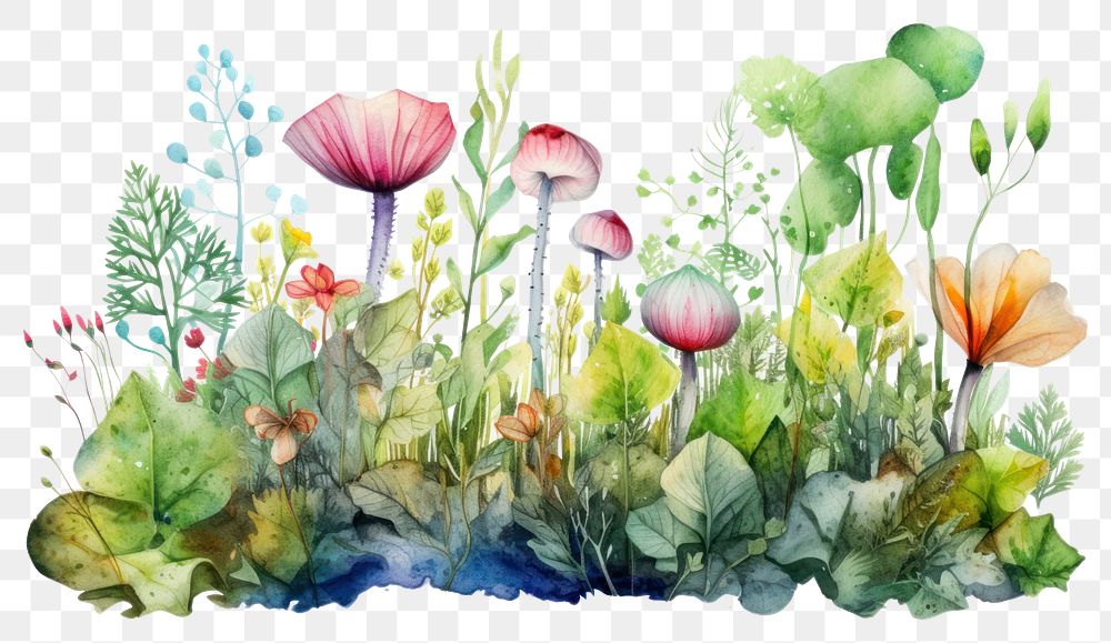 PNG Painting outdoors flower nature. AI generated Image by rawpixel.